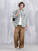 Checkered Pattern Double Pocket Oversized Fit Shirt | Green
