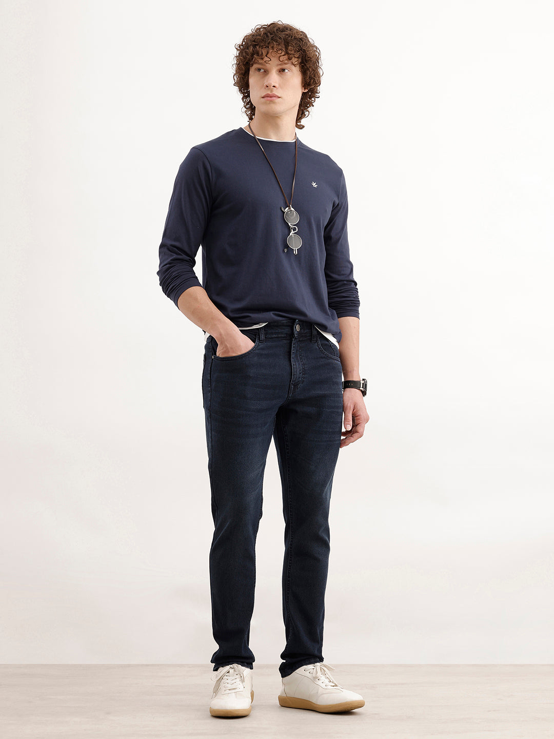 Solid Slim Fit Denim Jeans  | Dark Blue