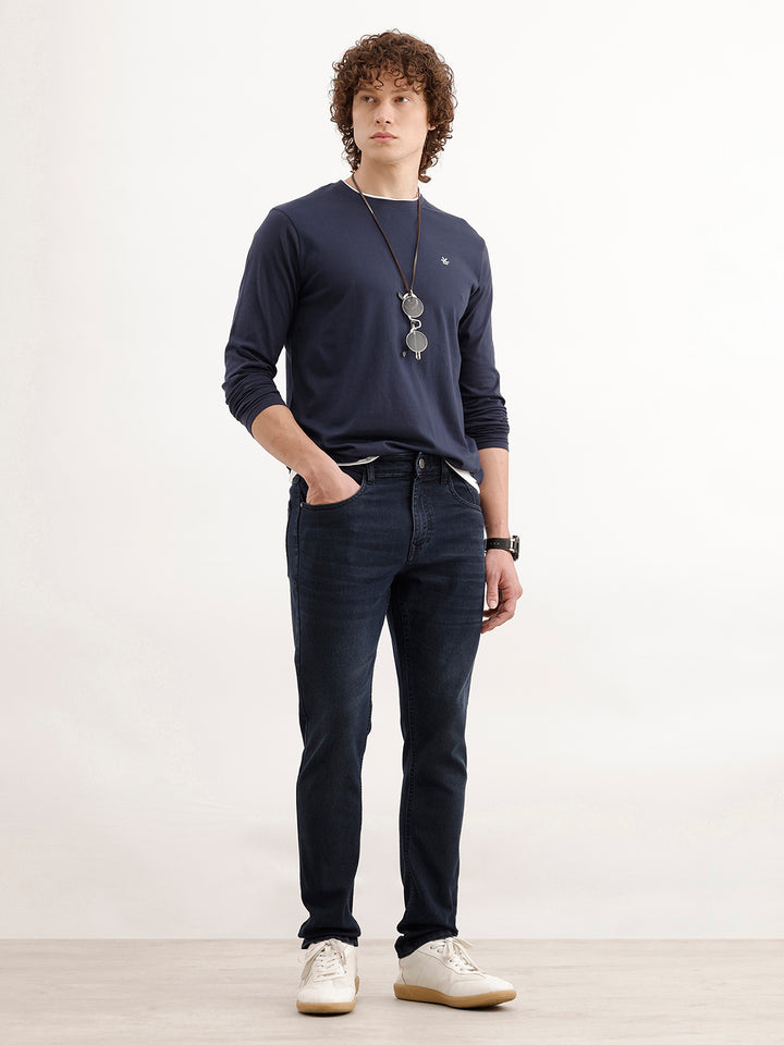 Solid Slim Fit Denim Jeans  | Dark Blue