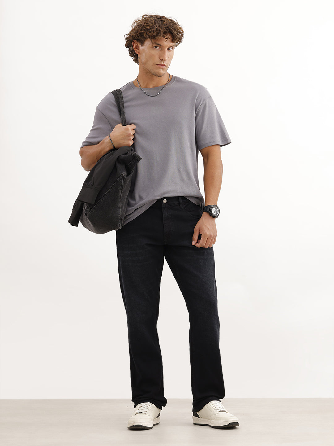 Faded Straight Fit Denim Jeans | Black