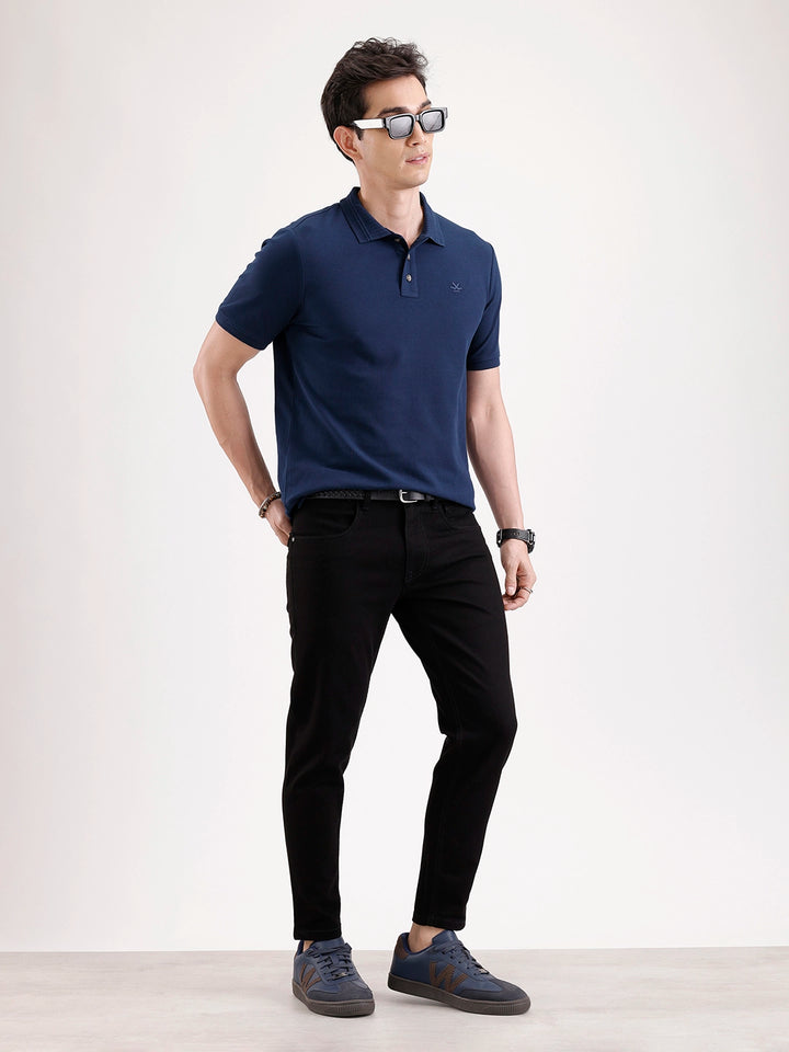 Solid Slim Fit Denim Jeans  | Black