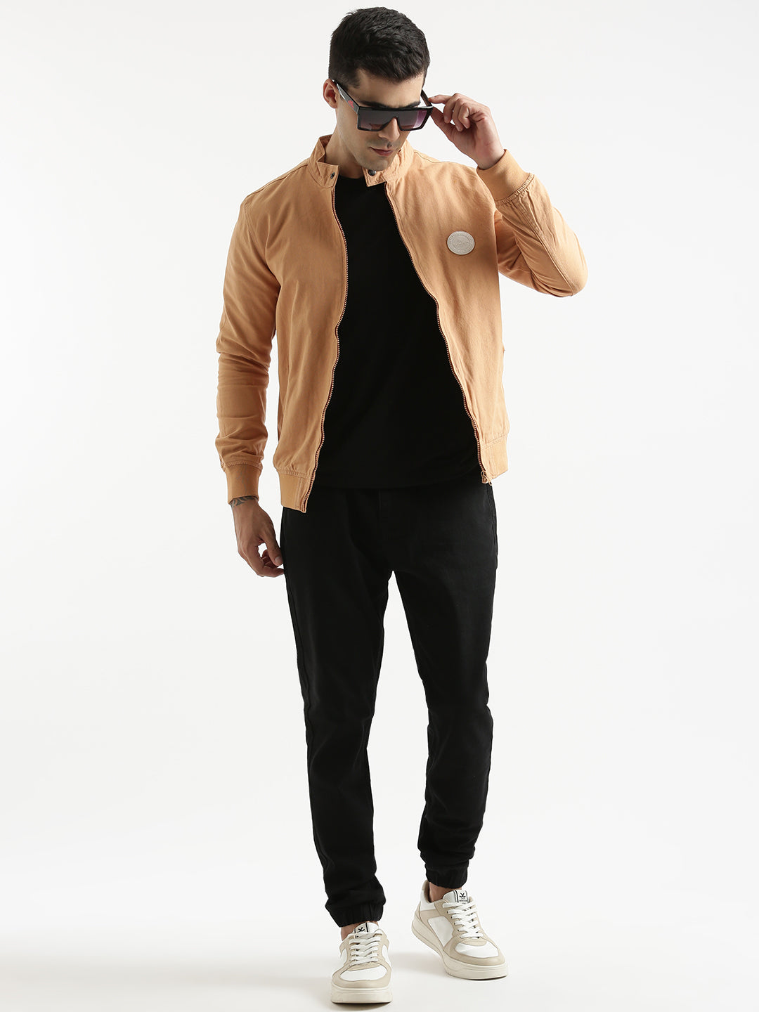 Solid Casual Beige Jacket