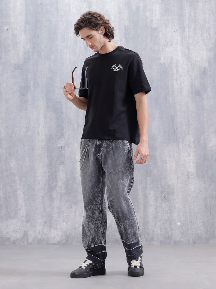 Bizarre Elements Inspired Oversized Back Print T-Shirt | Black