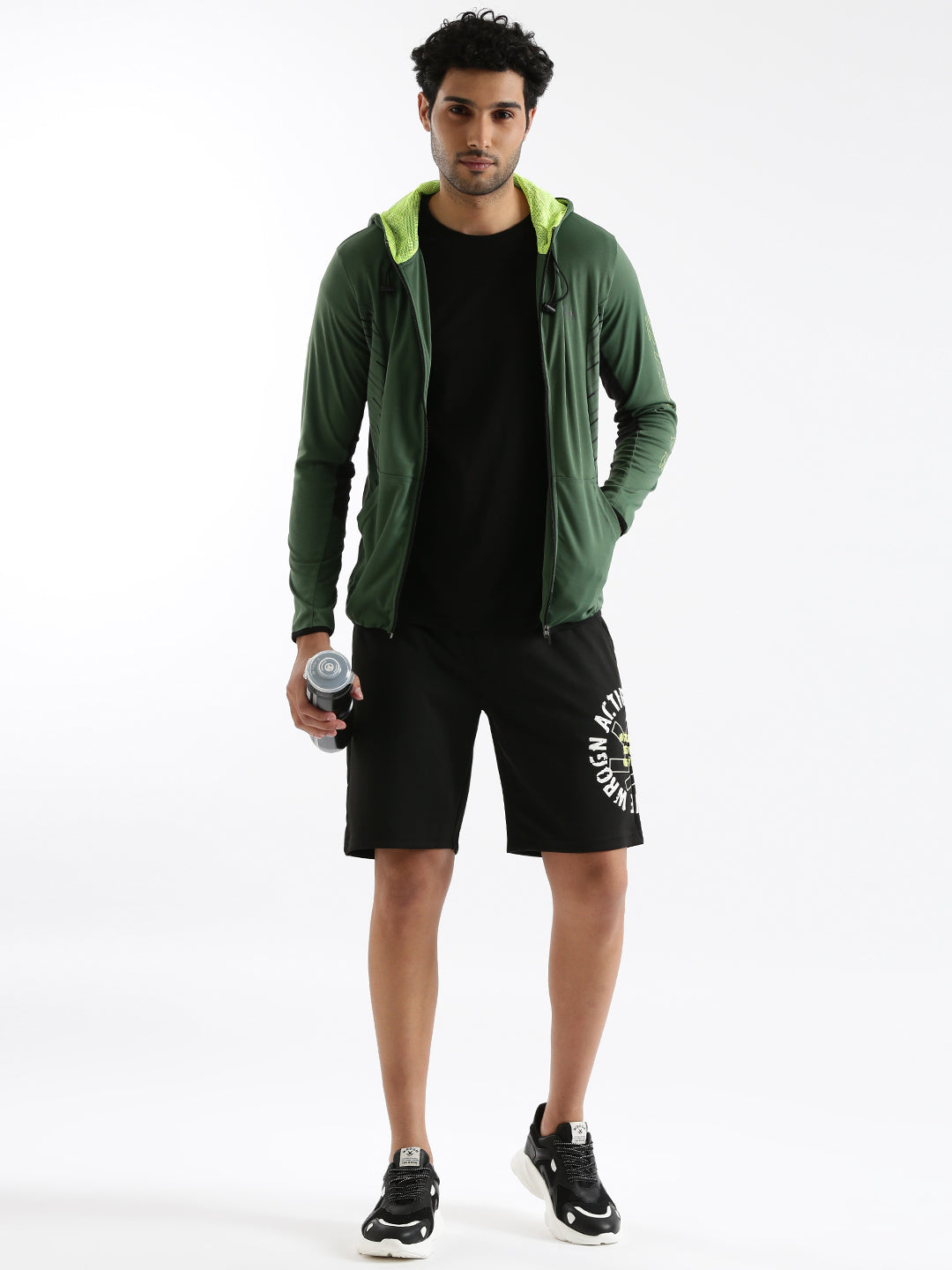 Green Slim Fit Hoodie With Mesh Lining