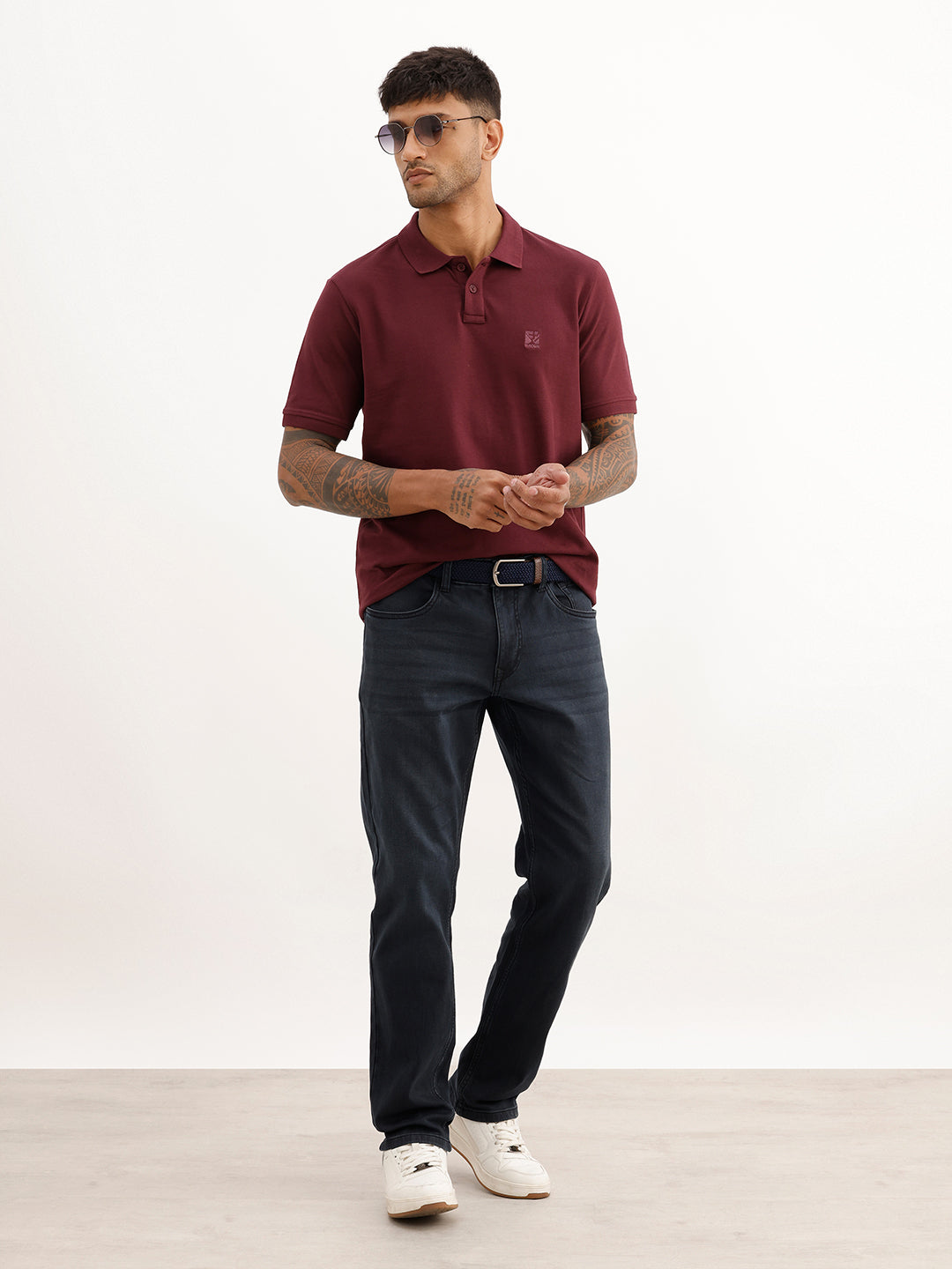 Solid Slim Fit Polo T-Shirt | Wine