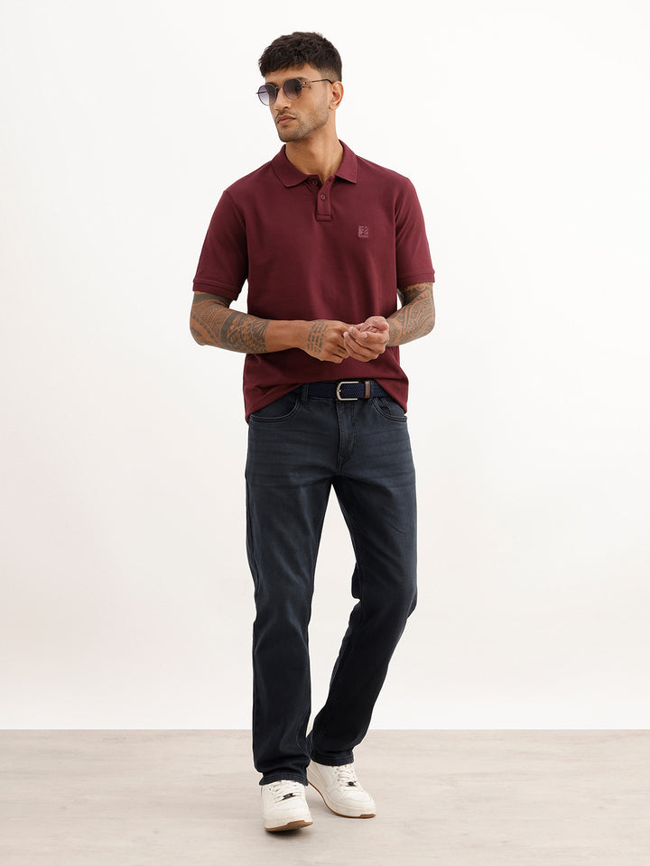 Solid Slim Fit Polo T-Shirt | Wine