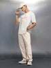Washed Men's Casual Graphic Printed Oevrsized Fit T-Shirt | Grey