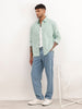 Solid Comfort Fit Double Pocket Shirt | Green
