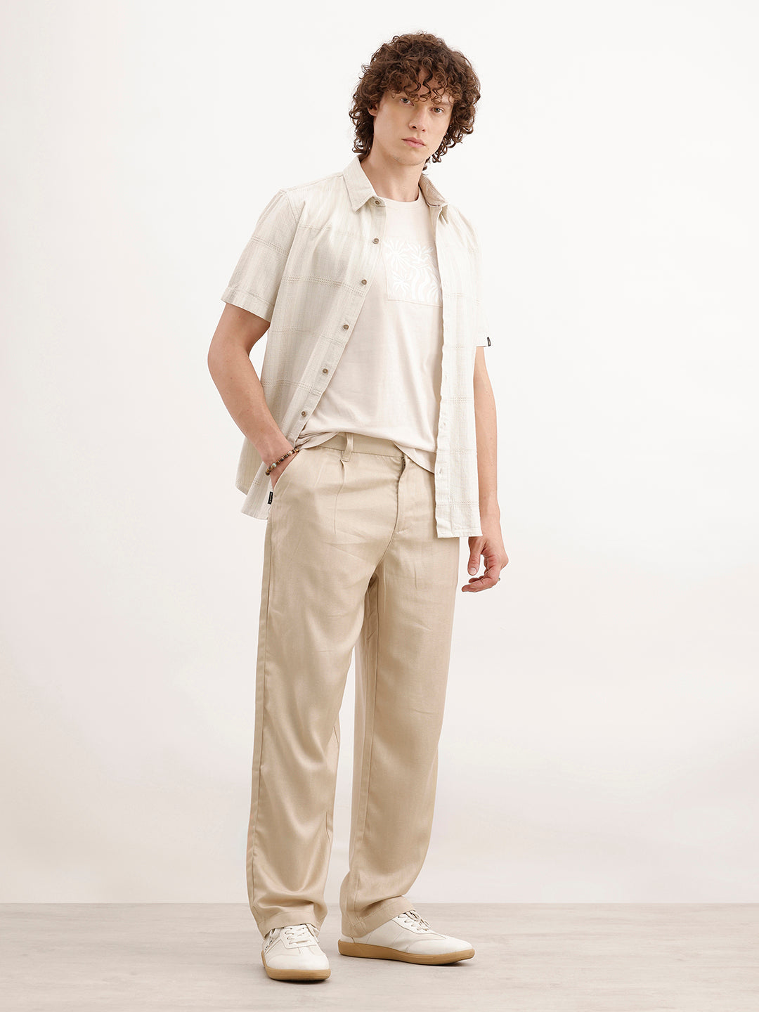Loose Fit Linen Blend Trouser  | Khaki