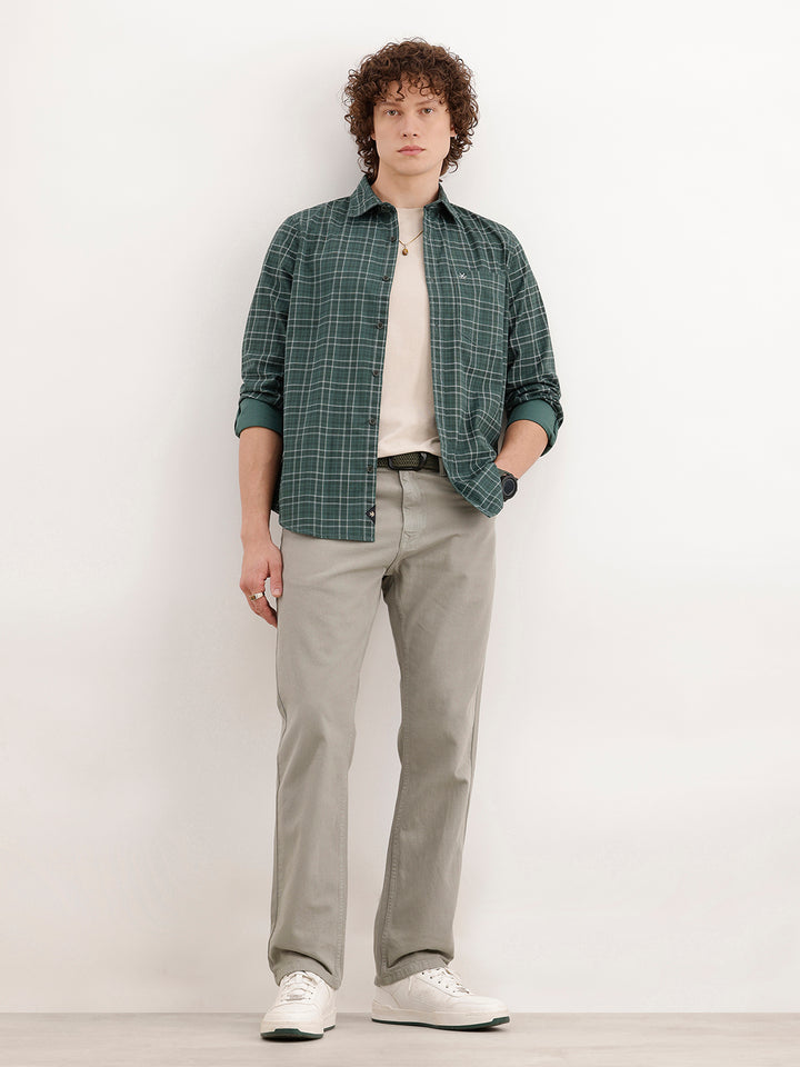 Slim Fit Checkered Shirt  | Dark Green