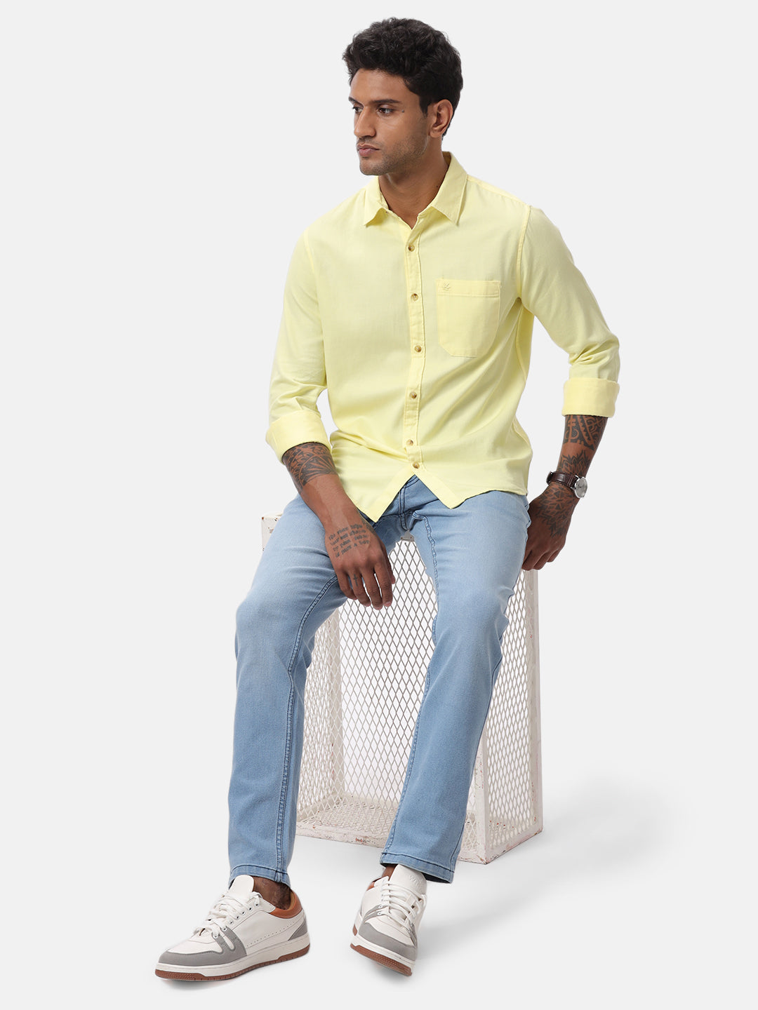 Lime Yellow Solid Basic Shirt