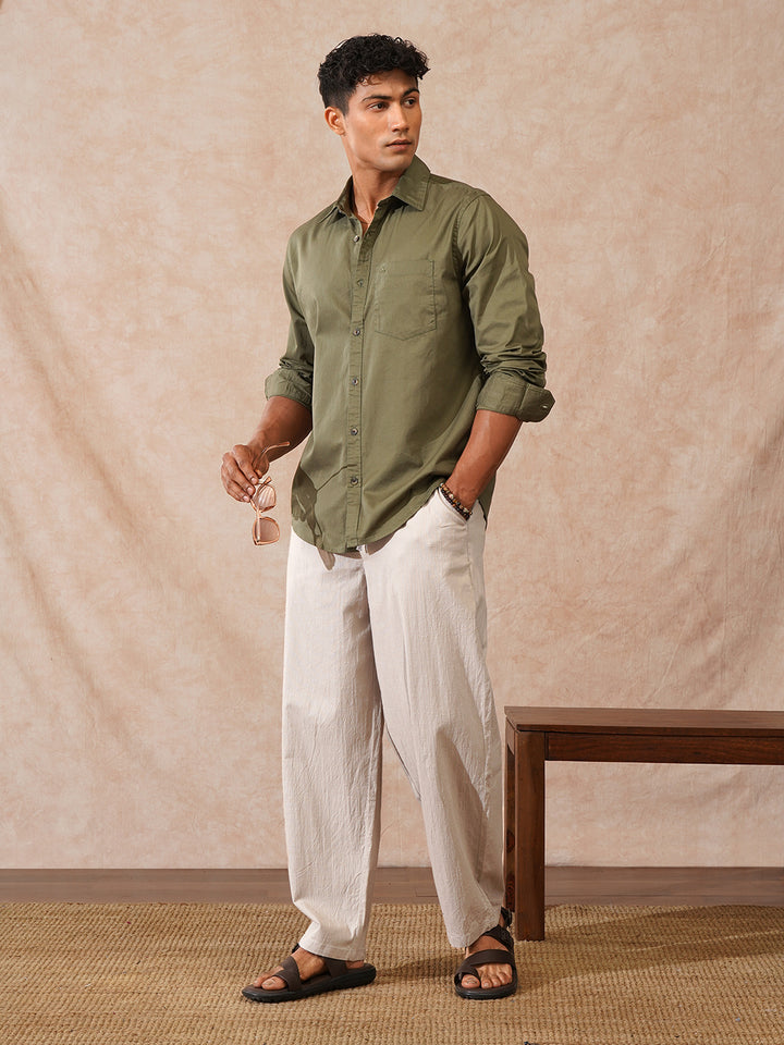 Solid Loose Fit Trouser | Beige