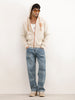 Classic Printed Zipper Hooded Sweatshirt | Beige