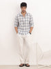Slim Fit Checkered Full Sleeve Shirt | White