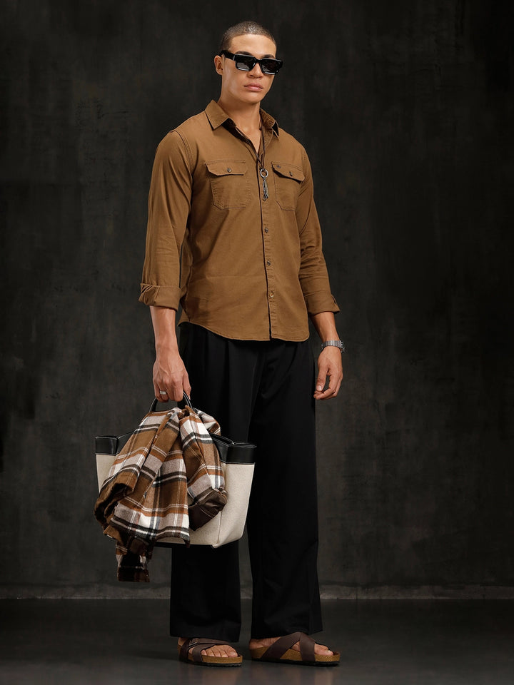 Double Pocket Overdyed Shirt  | Khaki