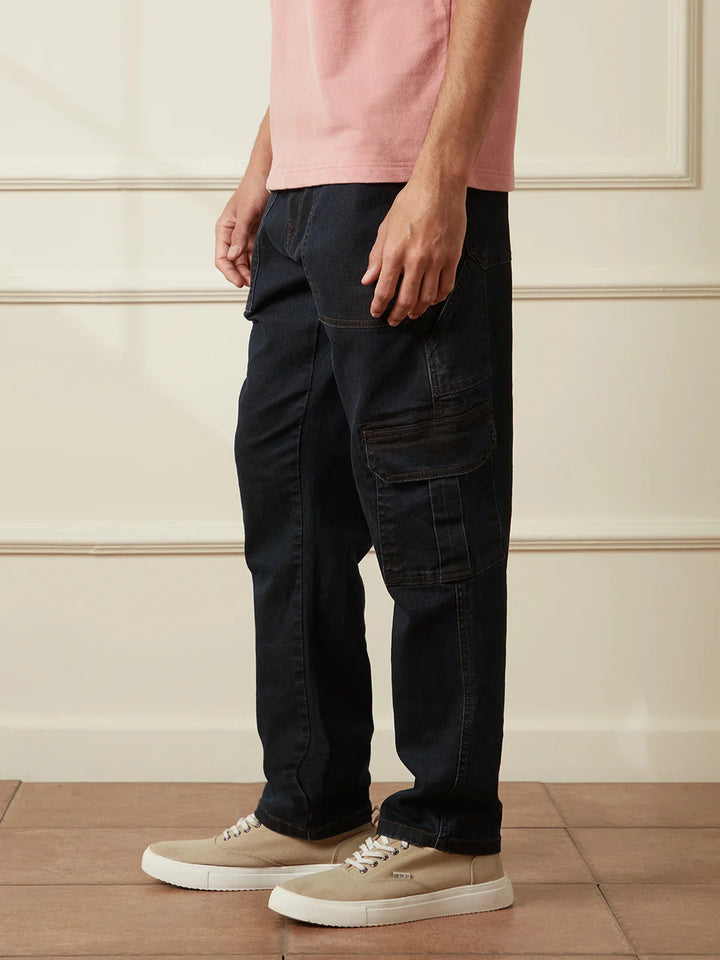 Relaxed Fit Utility Denim Cargo | Blue