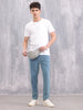 Solid Slim Cropped Denim Jeans | Blue