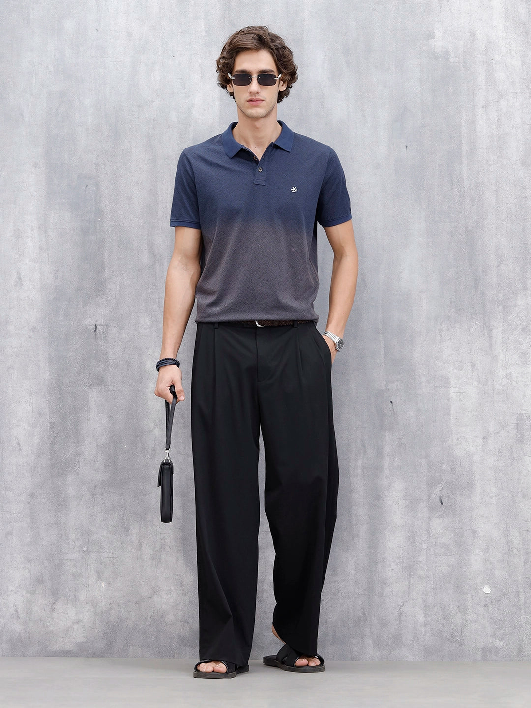 Men's Slim Fit Washed Polo T-Shirt | Dark Blue