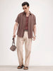 Slim Fit Textured Striped Shirt | Brown