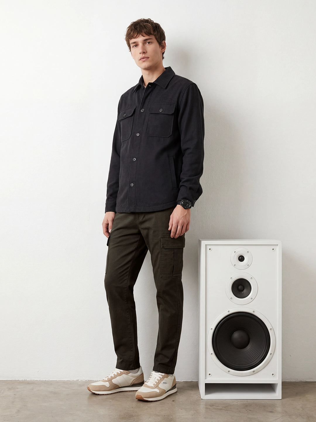 Straight Fit Solid Cargo Trouser | Olive