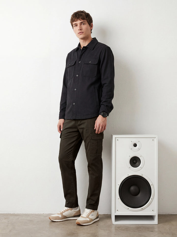 Straight Fit Solid Cargo Trouser | Olive