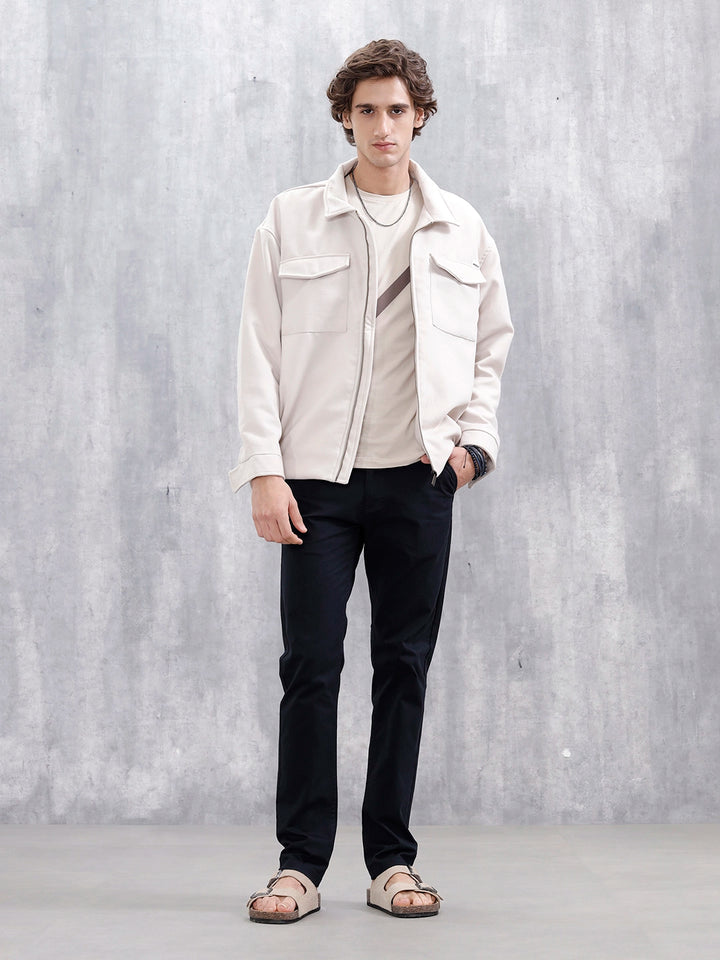 Men's Casual Slim Fit Trousers | Navy Blue