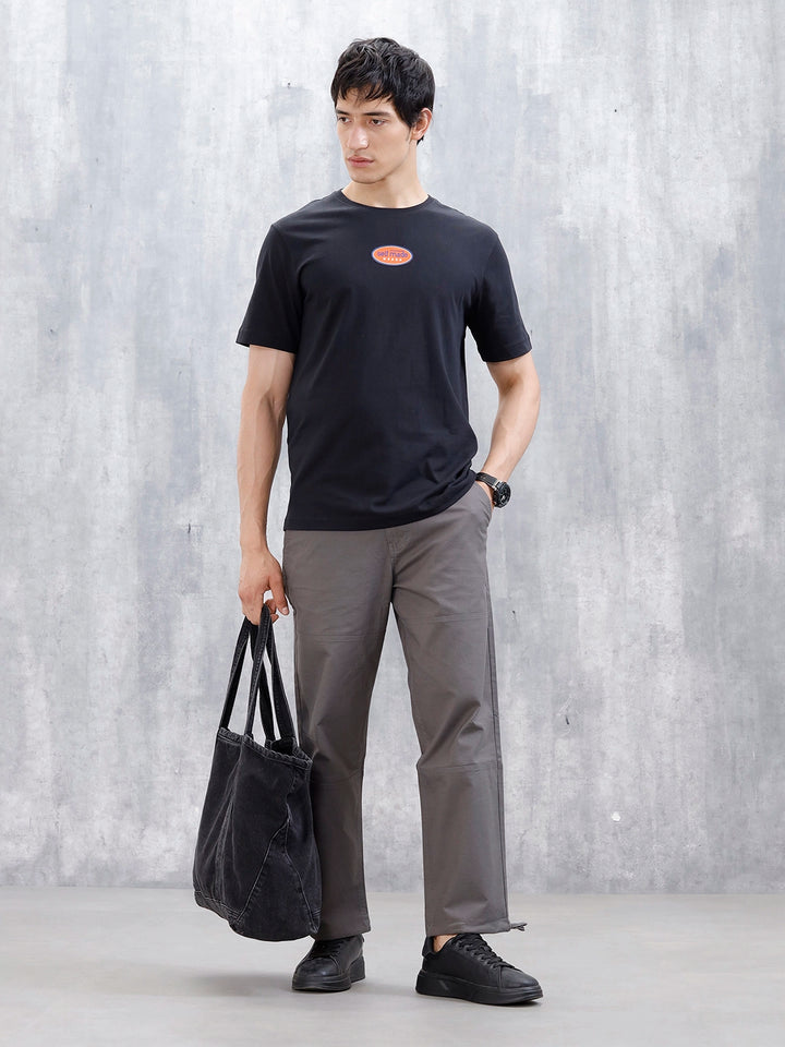 Men's Casual Loose Fit Cut&Sew Trousers  | Dark Grey