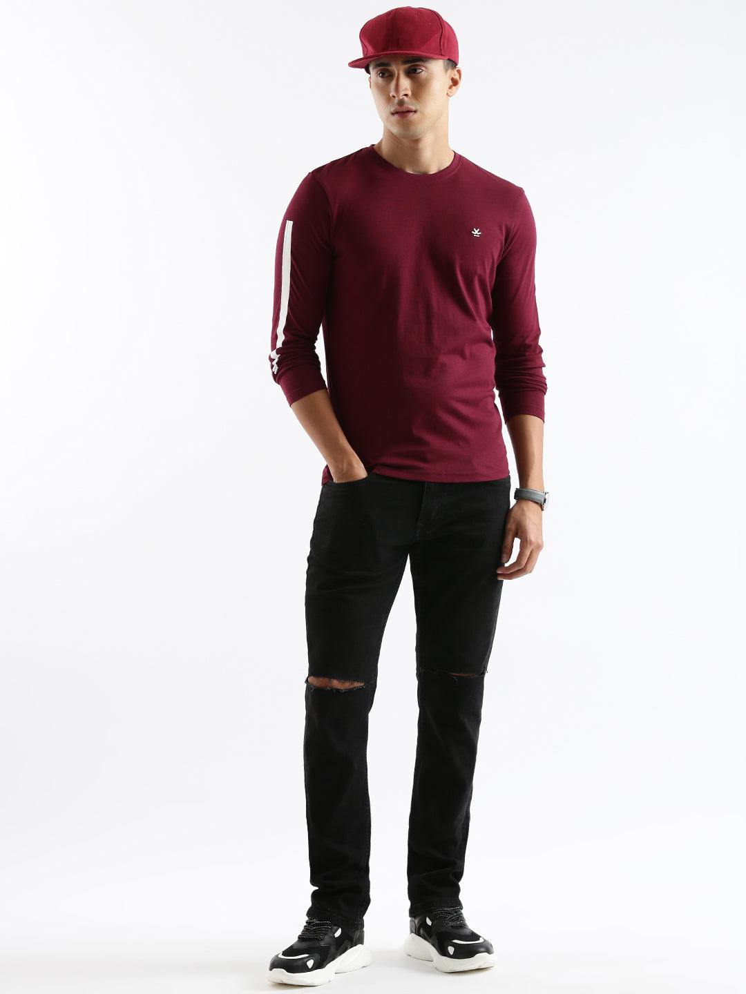 Basic Maroon Solid T-Shirt