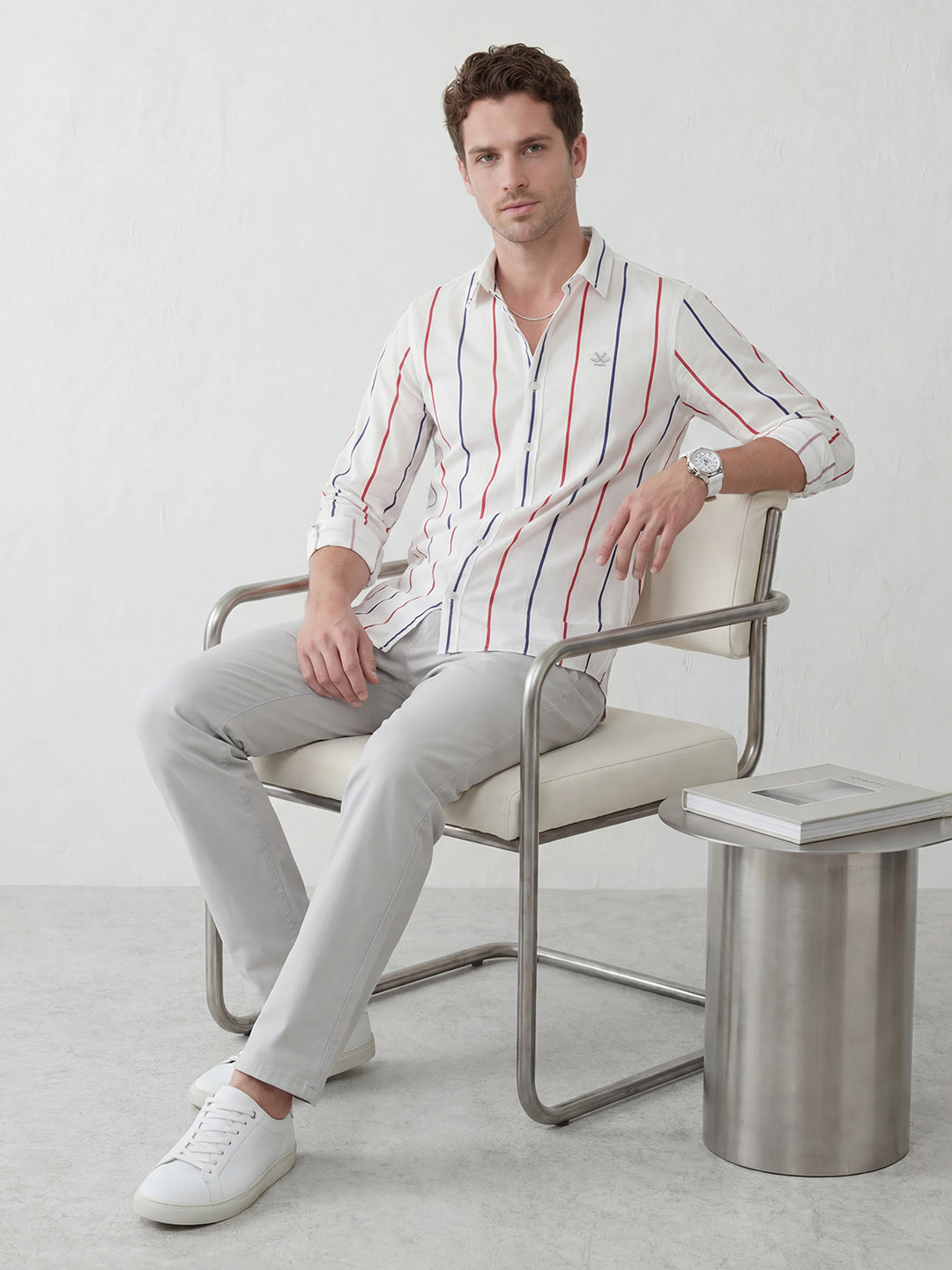 Slim Fit All Over Print Shirt | White