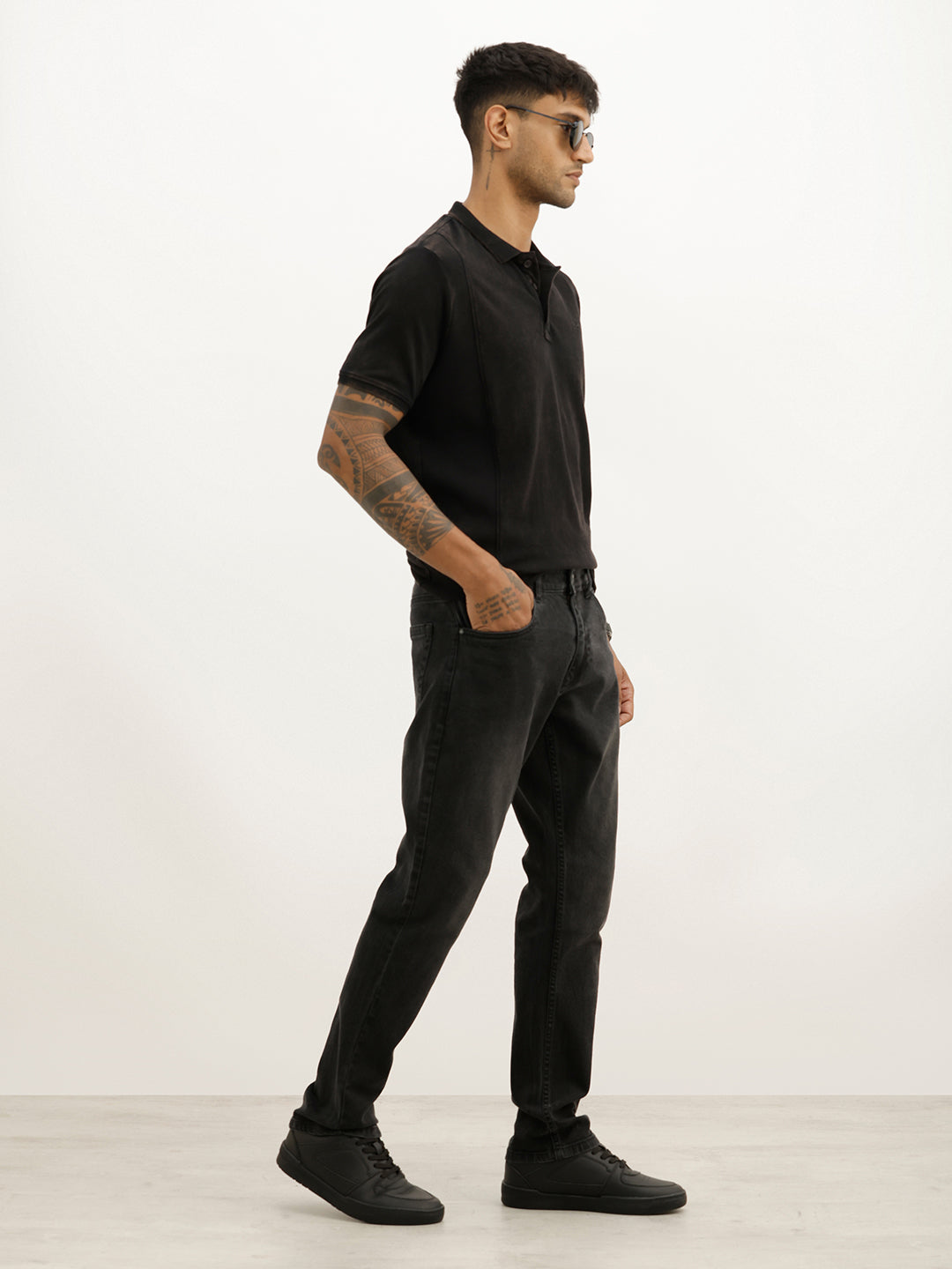 Washed Slim Fit Denim Jeans | Black