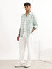 Textured Slim Fit Full Sleeve Shirt | Green