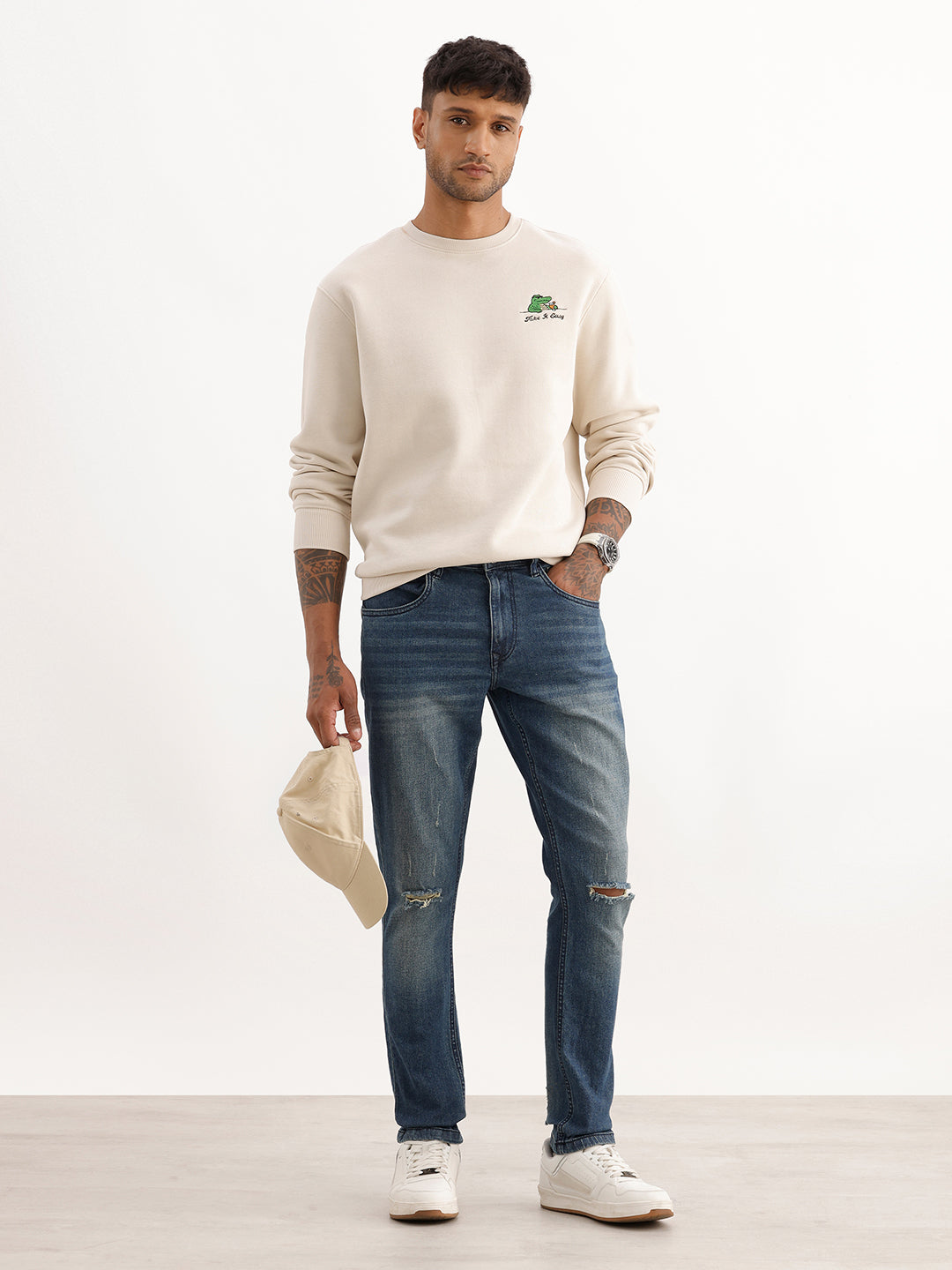 Distressed Slim Fit Denim Jeans | Blue