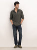 Slim Fit Solid Full Sleeve Shirt | Olive