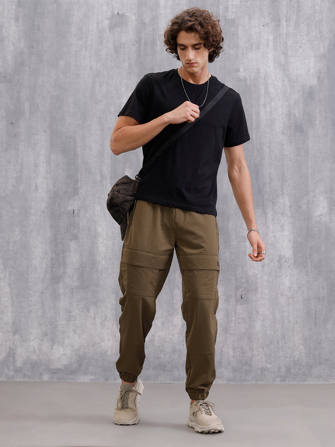 Solid Straight Fit Jogger | Brown