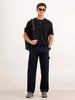 Loose Fit 100% Cotton Trouser | Navy Blue