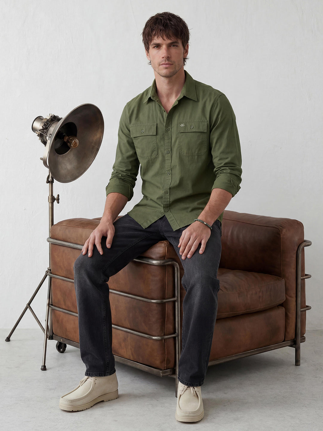 Comfort Fit Double Pocket Shirt | Olive