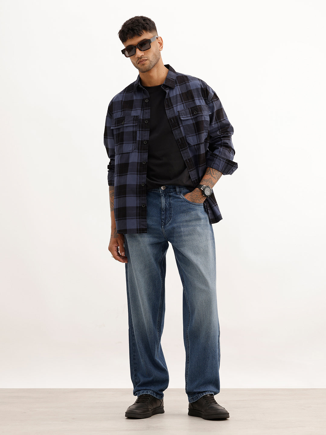 Loose Fit Faded Denim Jeans | Blue