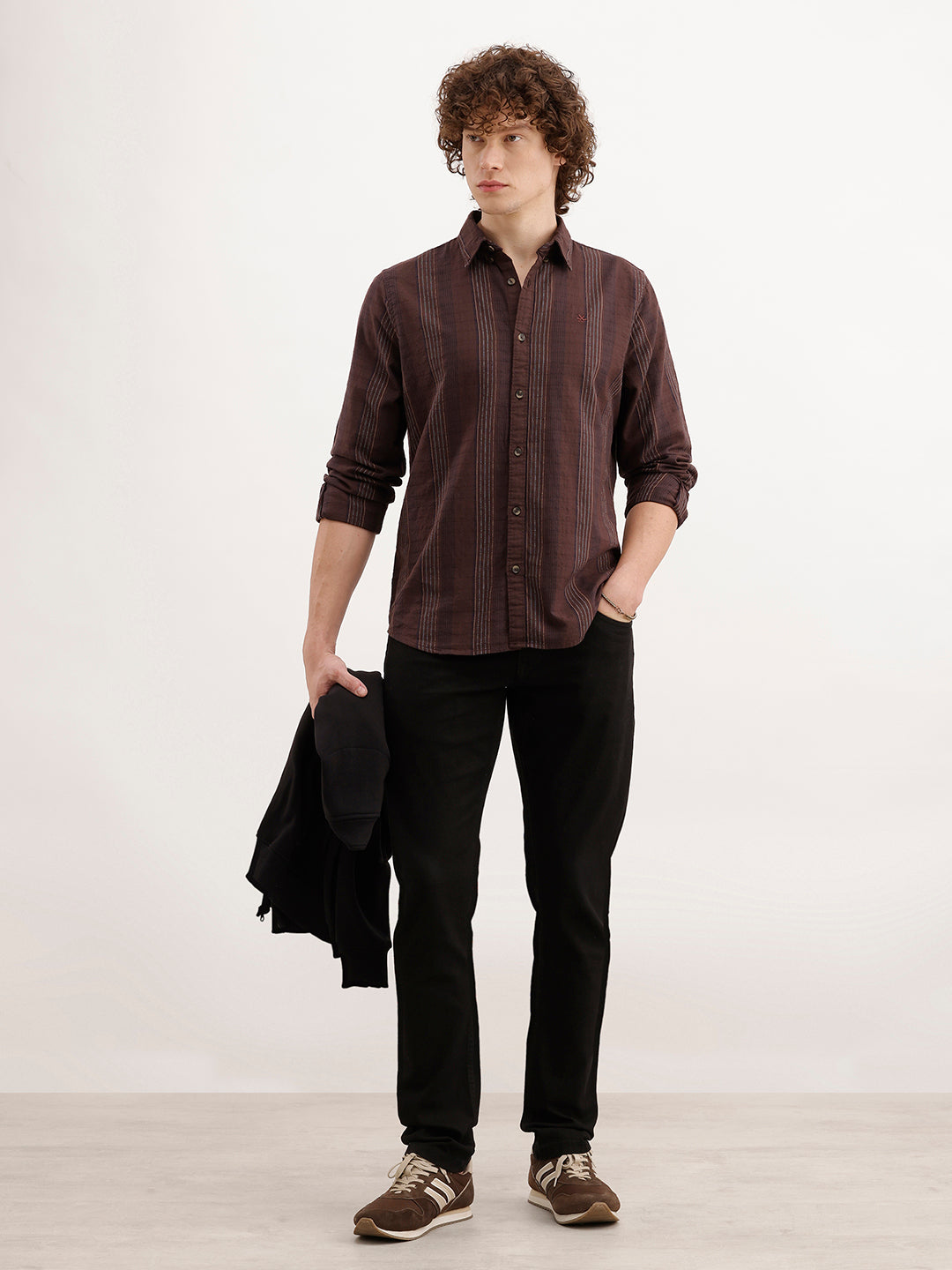Slim Fit Striped Shirt  | Brown