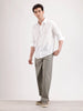 Solid Slim Fit Linen Blend Shirt  | White