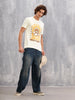 Zen Inspired Chest Print Graphic Crew Neck T-Shirt  |  Yellow