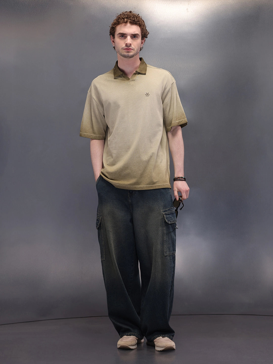 Pure Cotton Oversized Polo T-Shirt | Khaki
