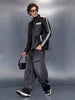 Men’s moto-style jacket with contrast stripes | Black