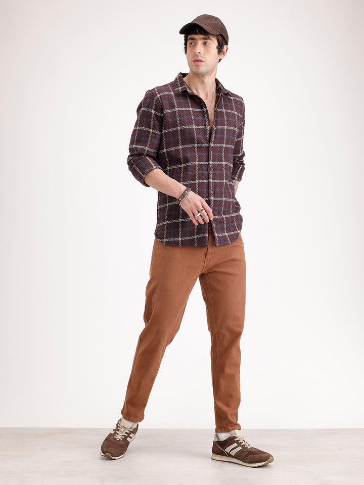 Solid Skinny Crop Denim Jeans | Brown