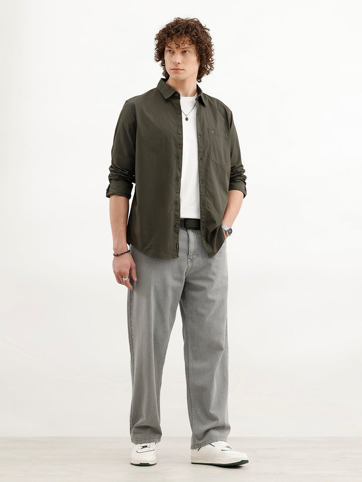 Solid Slim Fit Shirt | Olive