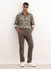 Solid Slim Fit Pleated Trouser | Olive