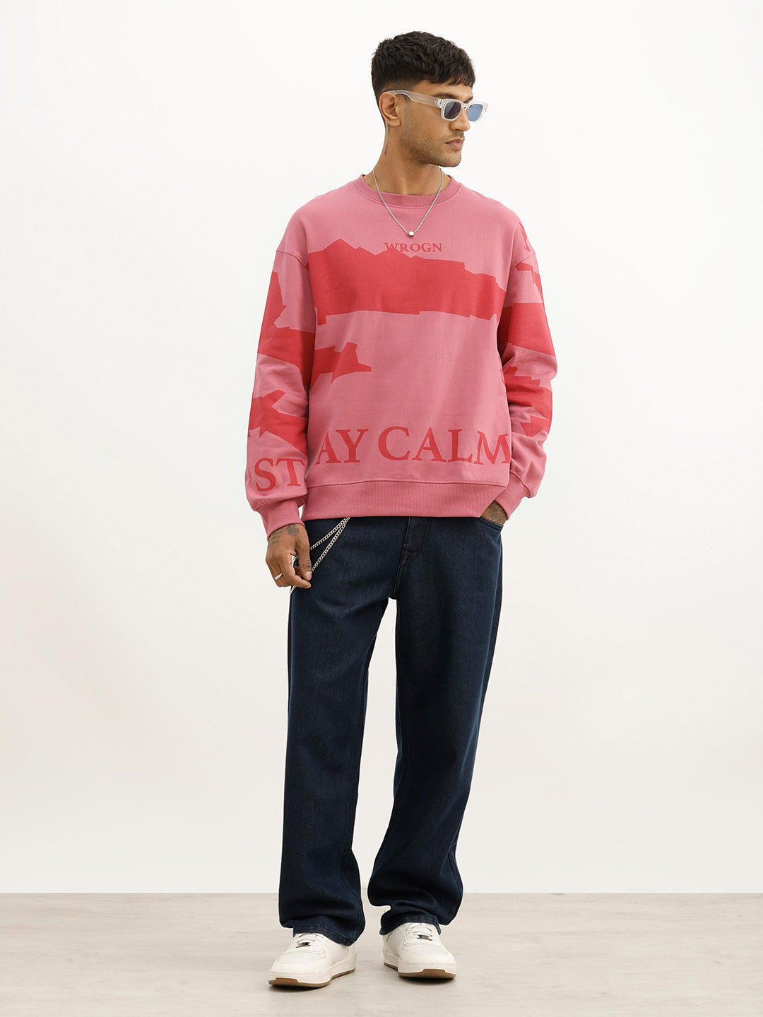 Oversized Placement Printed Sweatshirt | Beige