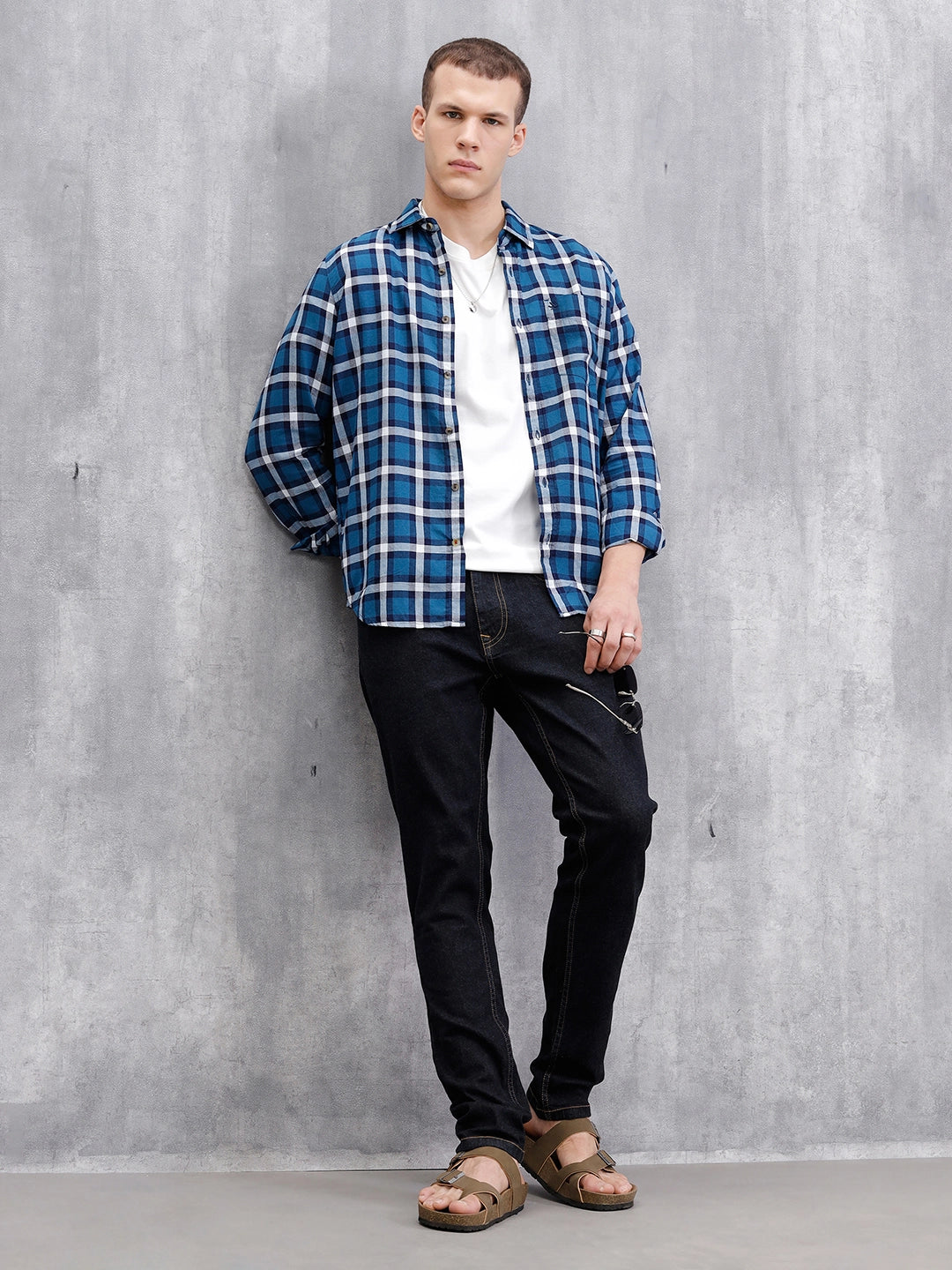 Solid Slim Tapered Jeans | Dark Blue