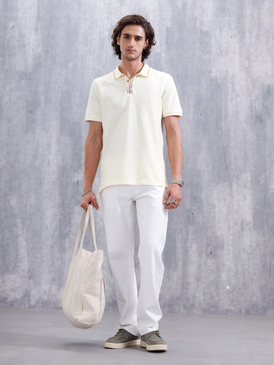Slim Fit 100% Cotton Polo With Contrast Tipping | Yellow