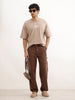 Oversized Placement Printed T-Shirt | Brown
