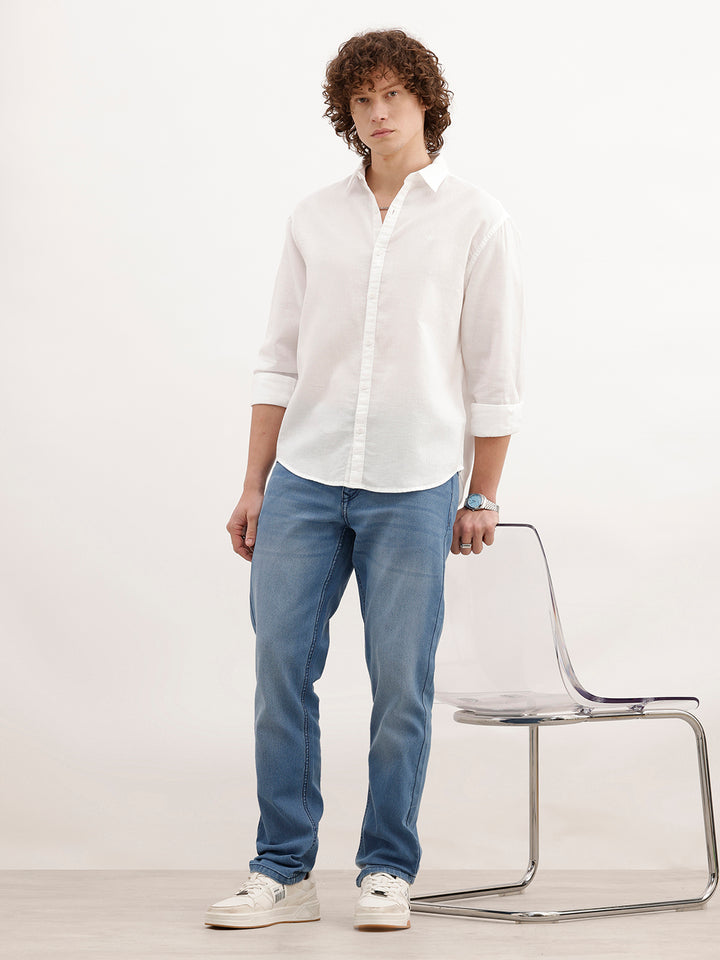 Classic Slim Fit Faded Denim Jeans | Light Blue